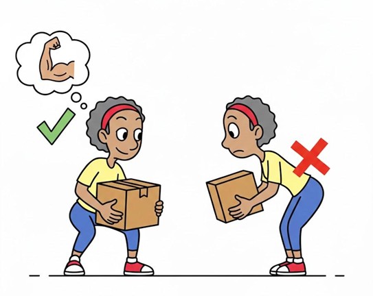 Imagem sobre levantamento correto de peso