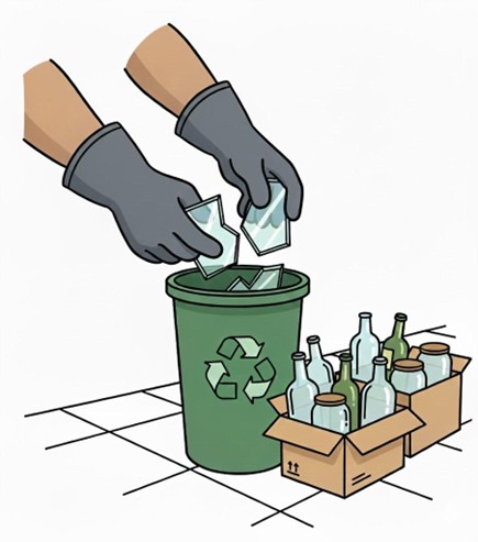 Imagem sobre manuseio seguro de vidros